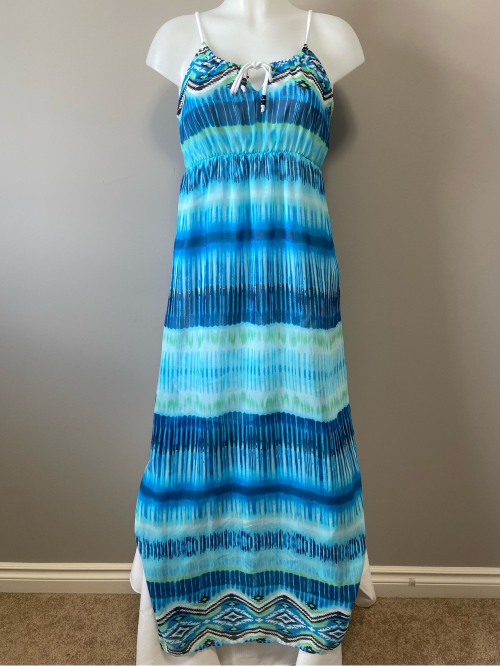 Blue & Teal Striped Maxi Sundress